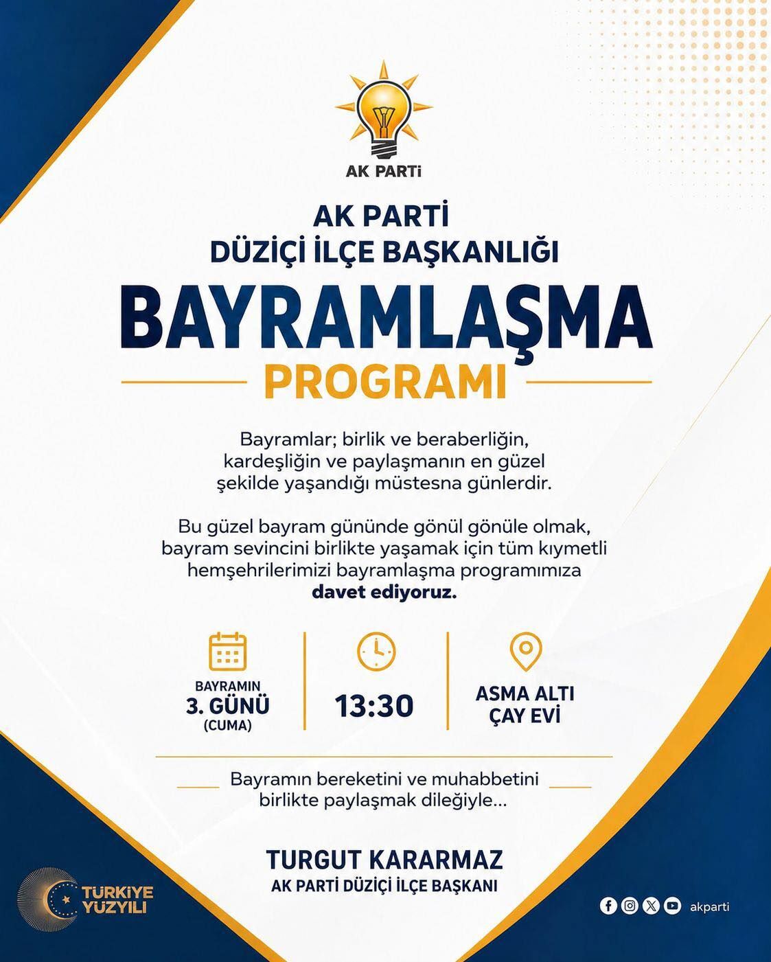 Ak Parti Düziçi’nde Bayramlaşma Programı Ne Zaman