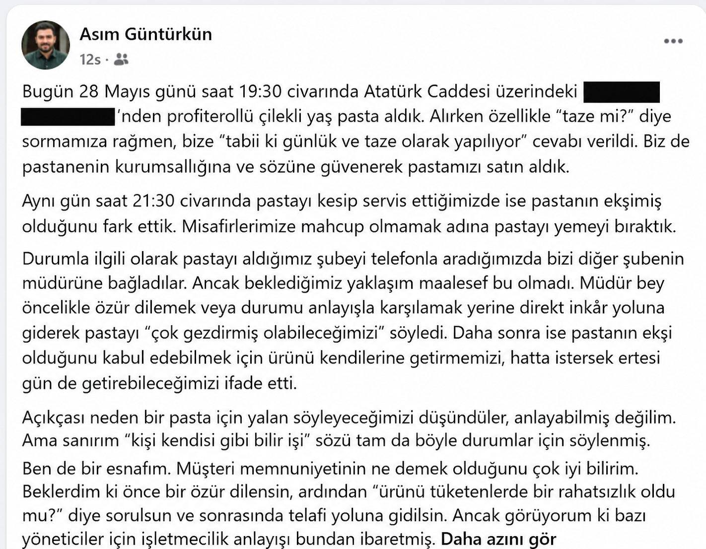 Asım Güntürkün’den Pasta Tepkisi (1)