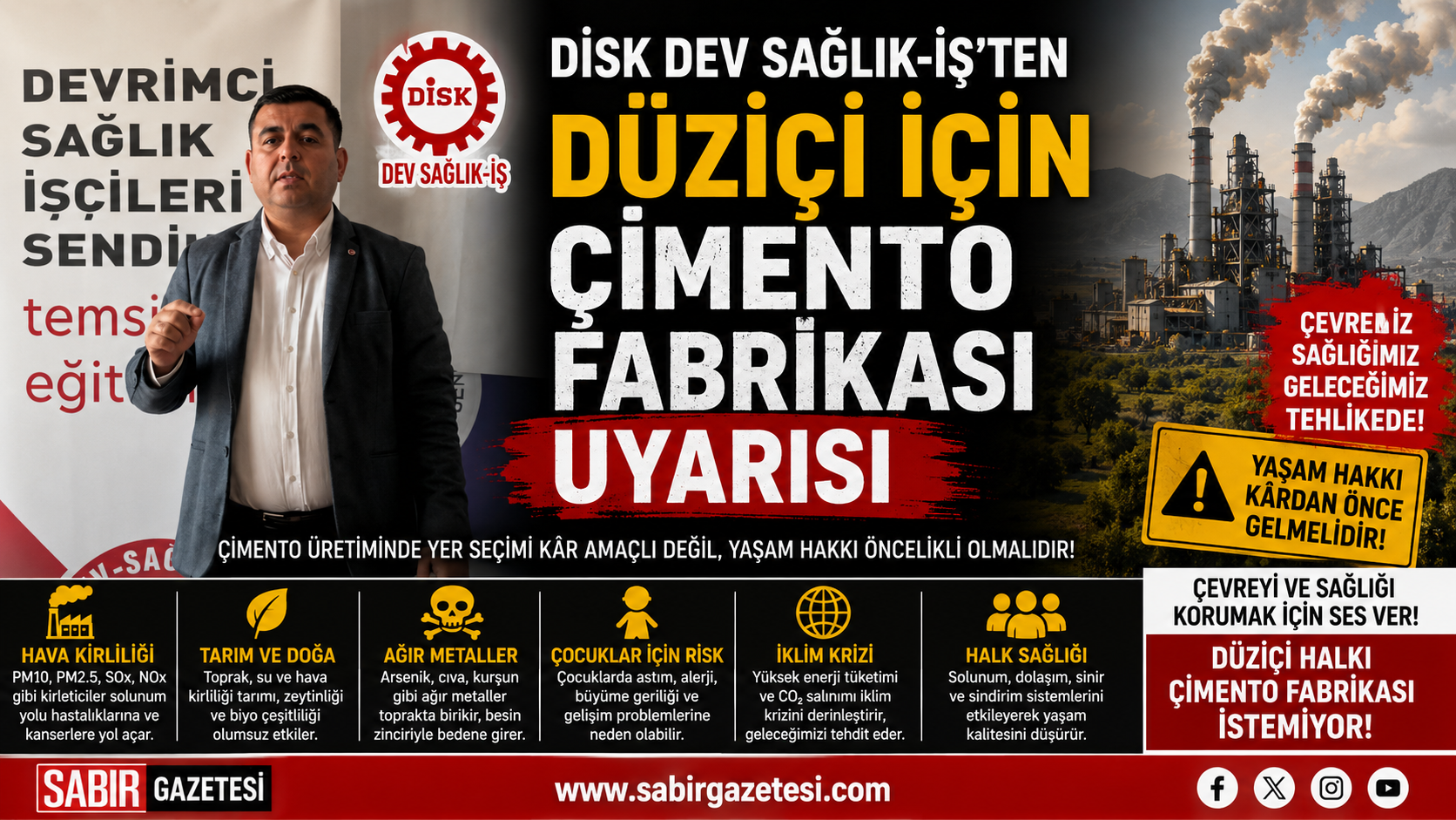DİSK Dev Sağlık-İş’ten Düziçi İçin Çimento Fabrikası Uyarısı