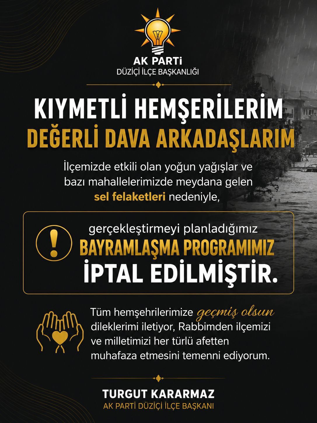 Düziçi’nde Bayramlaşma Programı İptal Edildi