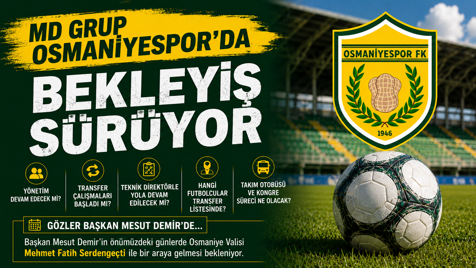 MD Grup Osmaniyespor’da Bekleyiş Sürüyor