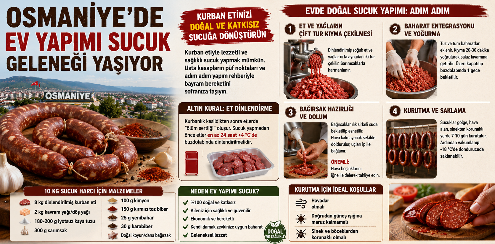 Osmaniye’de Bayram Sofralarına Ev Yapımı Sucuk-1