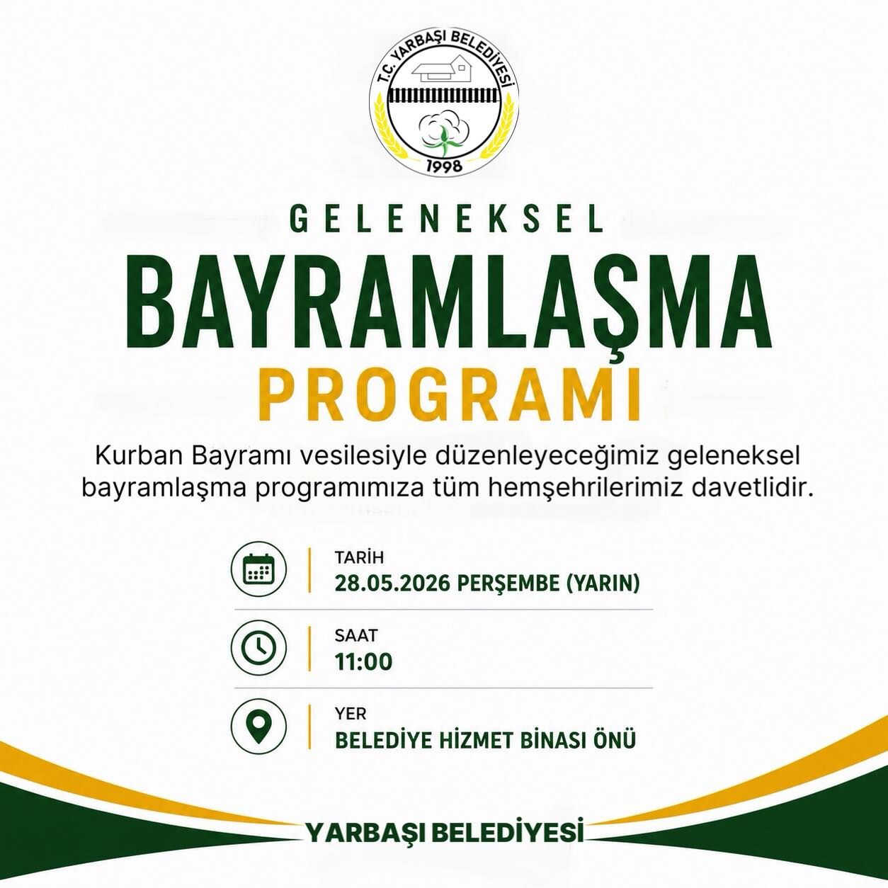 Yarbaşı’nda Geleneksel Bayramlaşma Programı