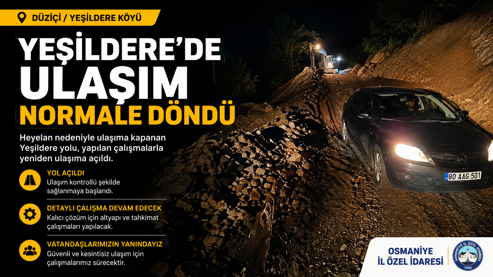 Düziçi'nde Heyelan Yaraları Sarılıyor  Yeşildere'de Ulaşım Normale Döndü