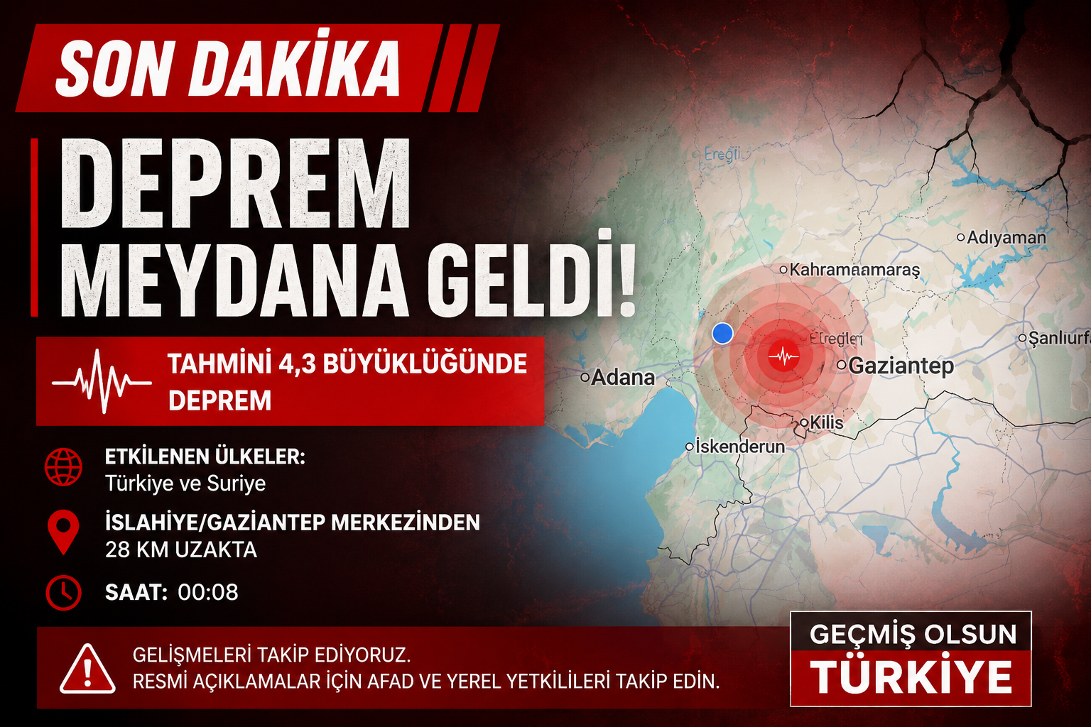 İslahiye’de Deprem Paniği