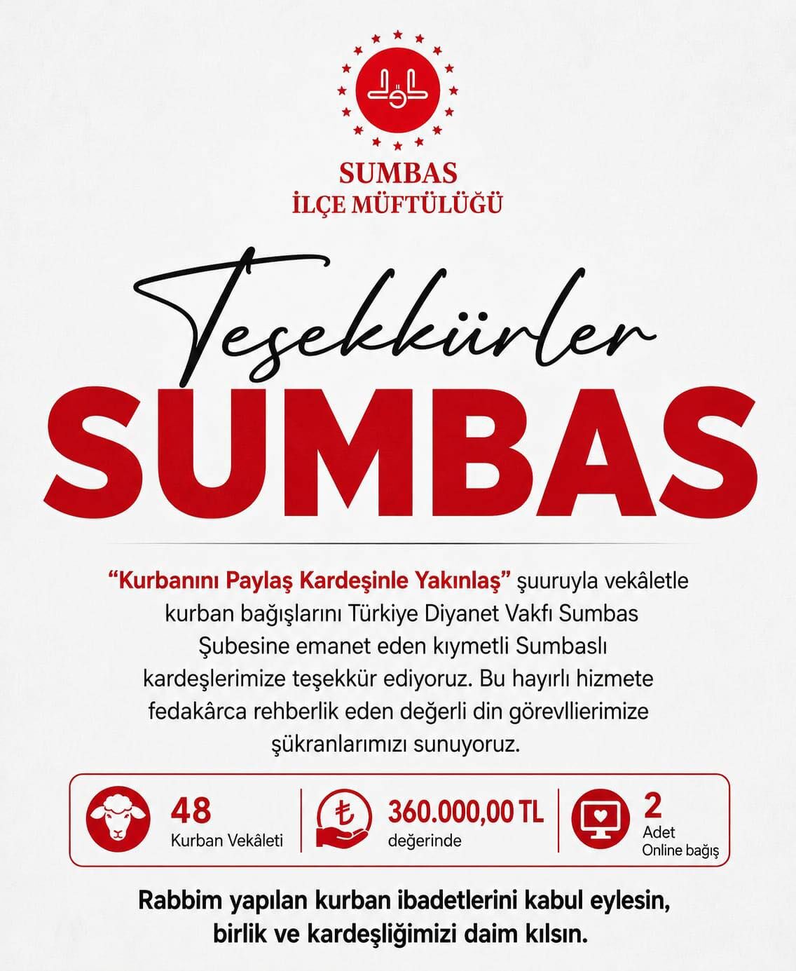 Sumbas Müftülük Teşekkür
