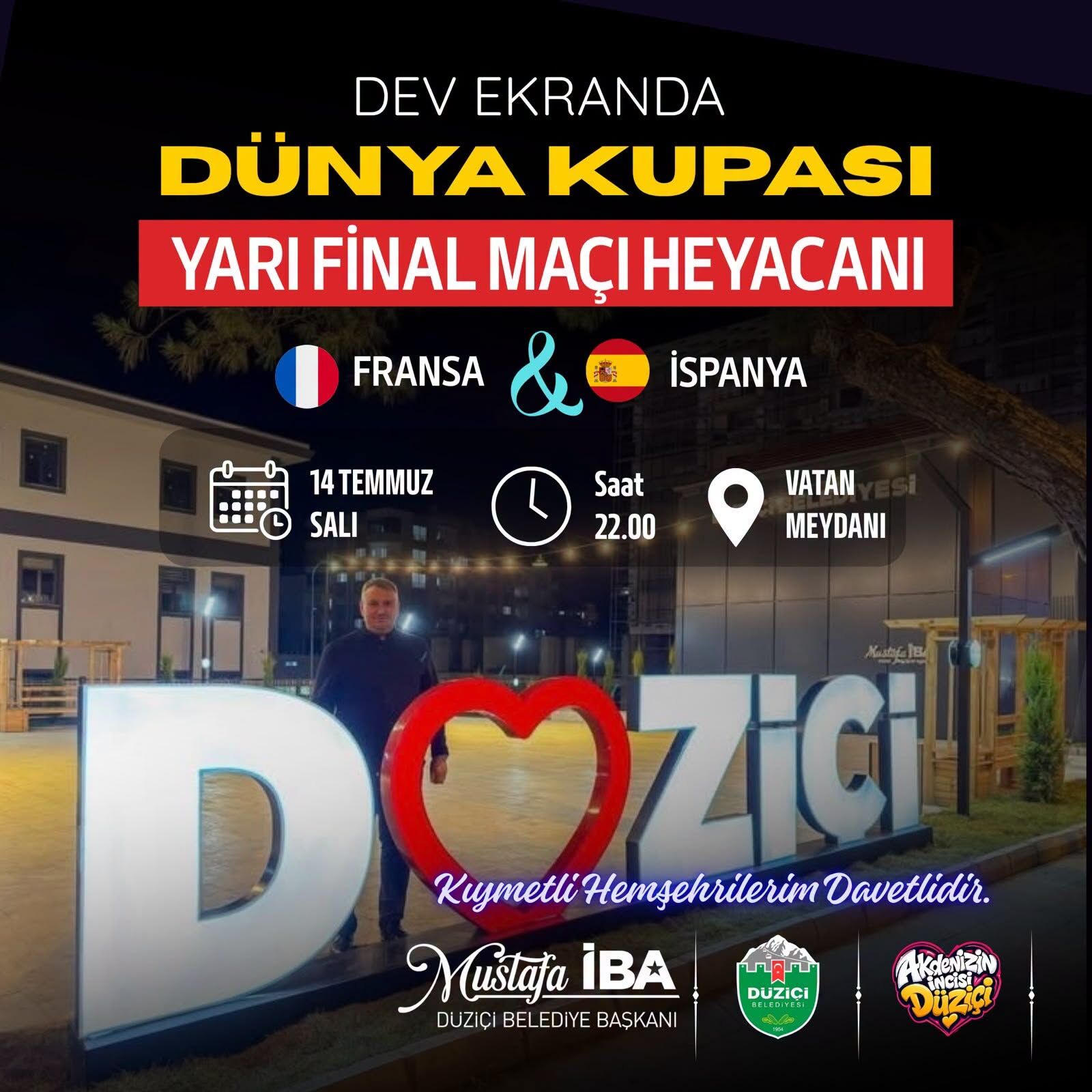 Düziçi'nde Dünya Kupası Heyecanı Dev Ekranda Yaşanacak