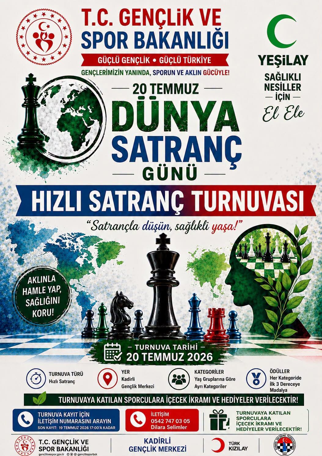 Kadirli'de Dünya Satranç Günü Satrançla Kutlanacak