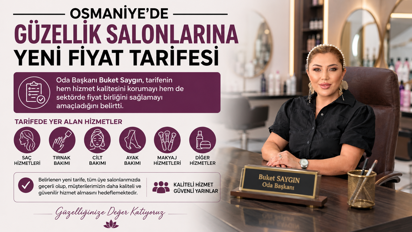 Osmaniye'de Güzellik Salonlarına Yeni Fiyat Tarifesi