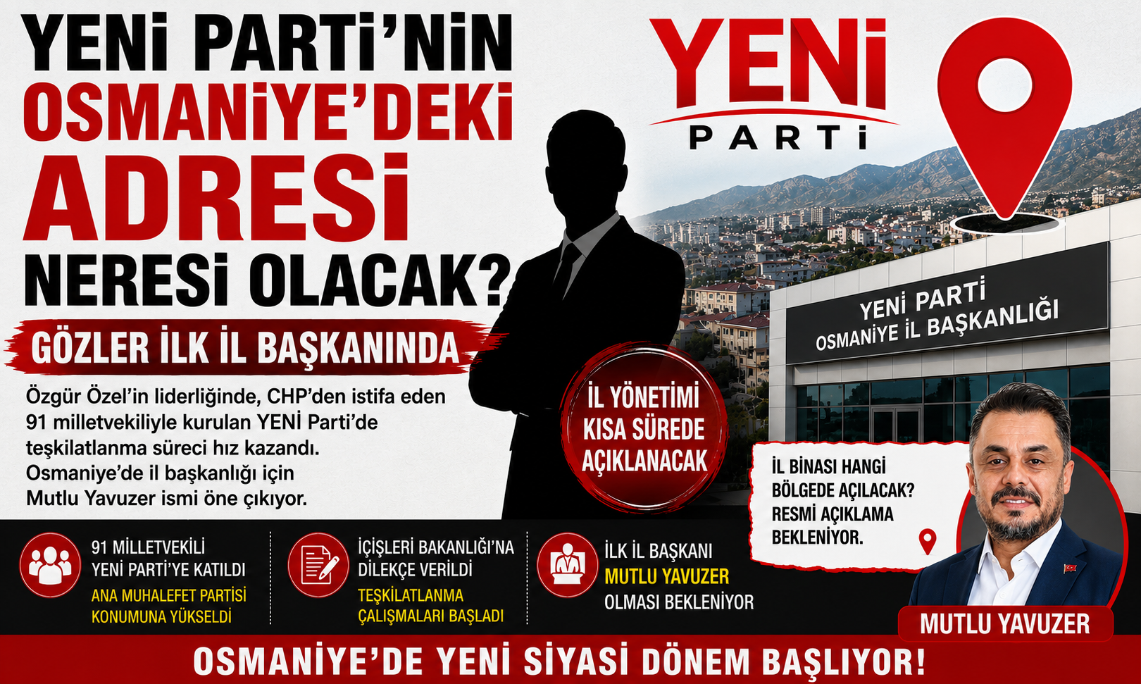 YENİ Parti'nin Osmaniye'deki Adresi Neresi Olacak? Gözler İlk İl Başkanında