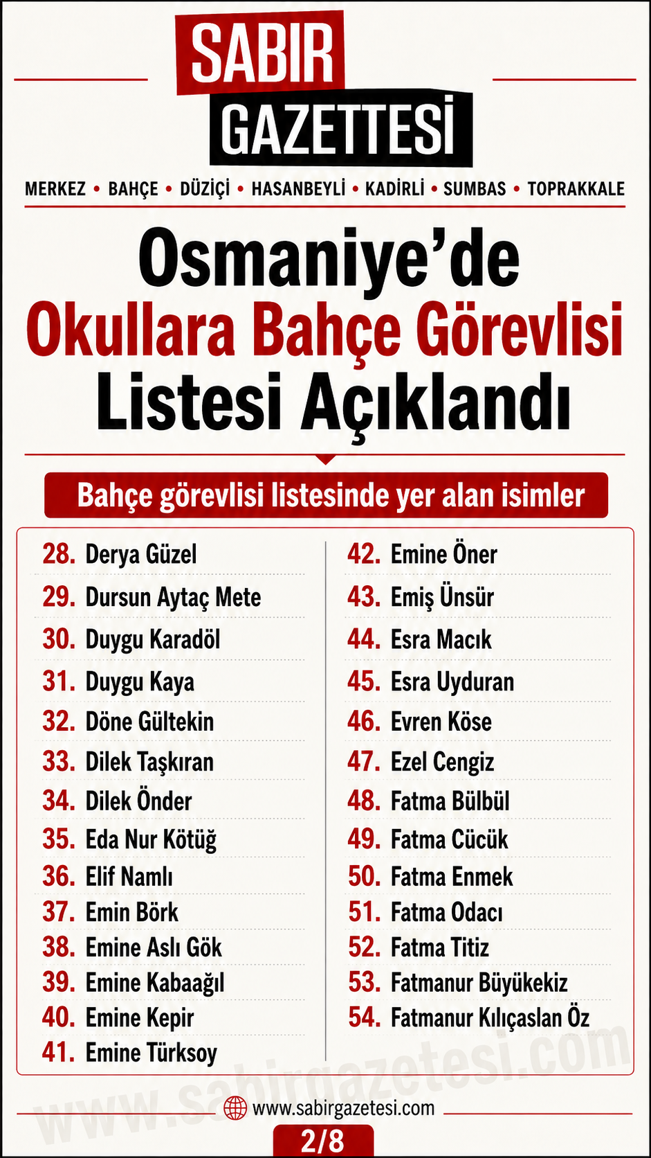 Osmaniye’de Okullara Bahçe Görevlisi Listesi Açıklandı 2
