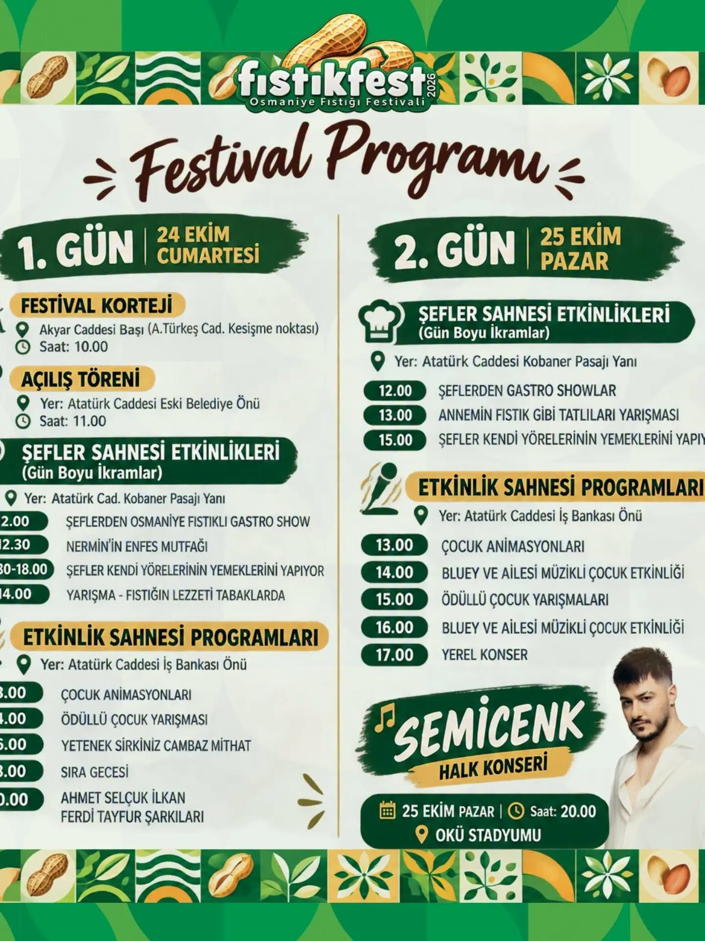 1Osmaniye’de Fıstık Festivali Coşkusu Başlıyor