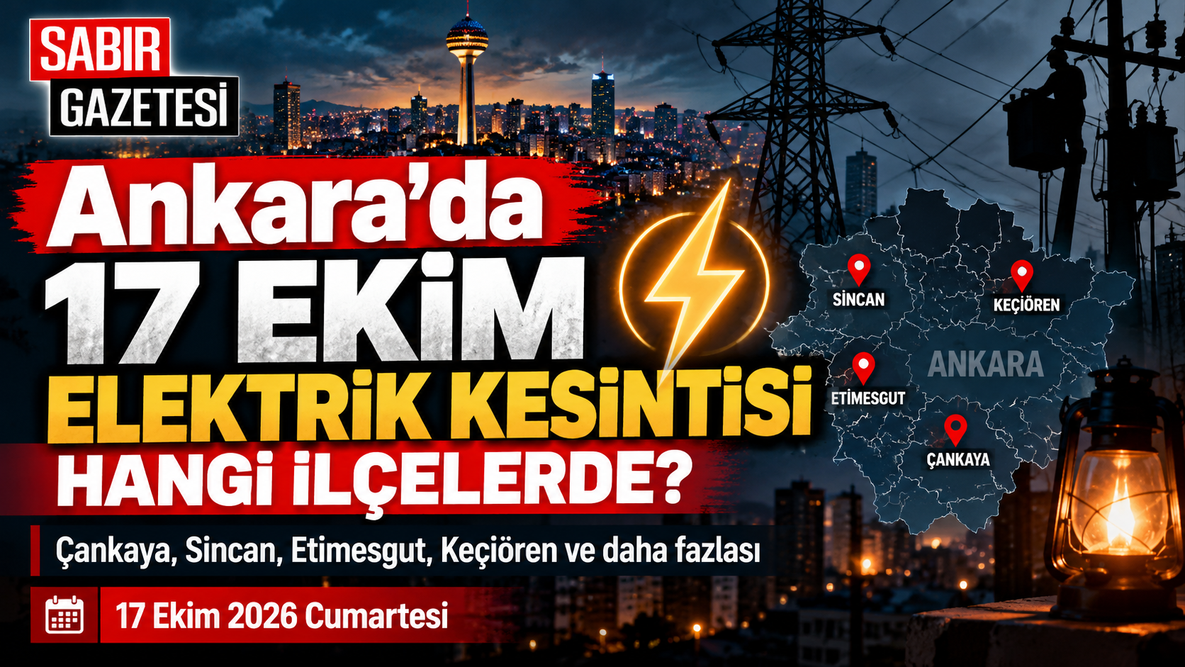 Ankara'da 17 Ekim Elektrik Kesintisi Hangi İlçelerde?