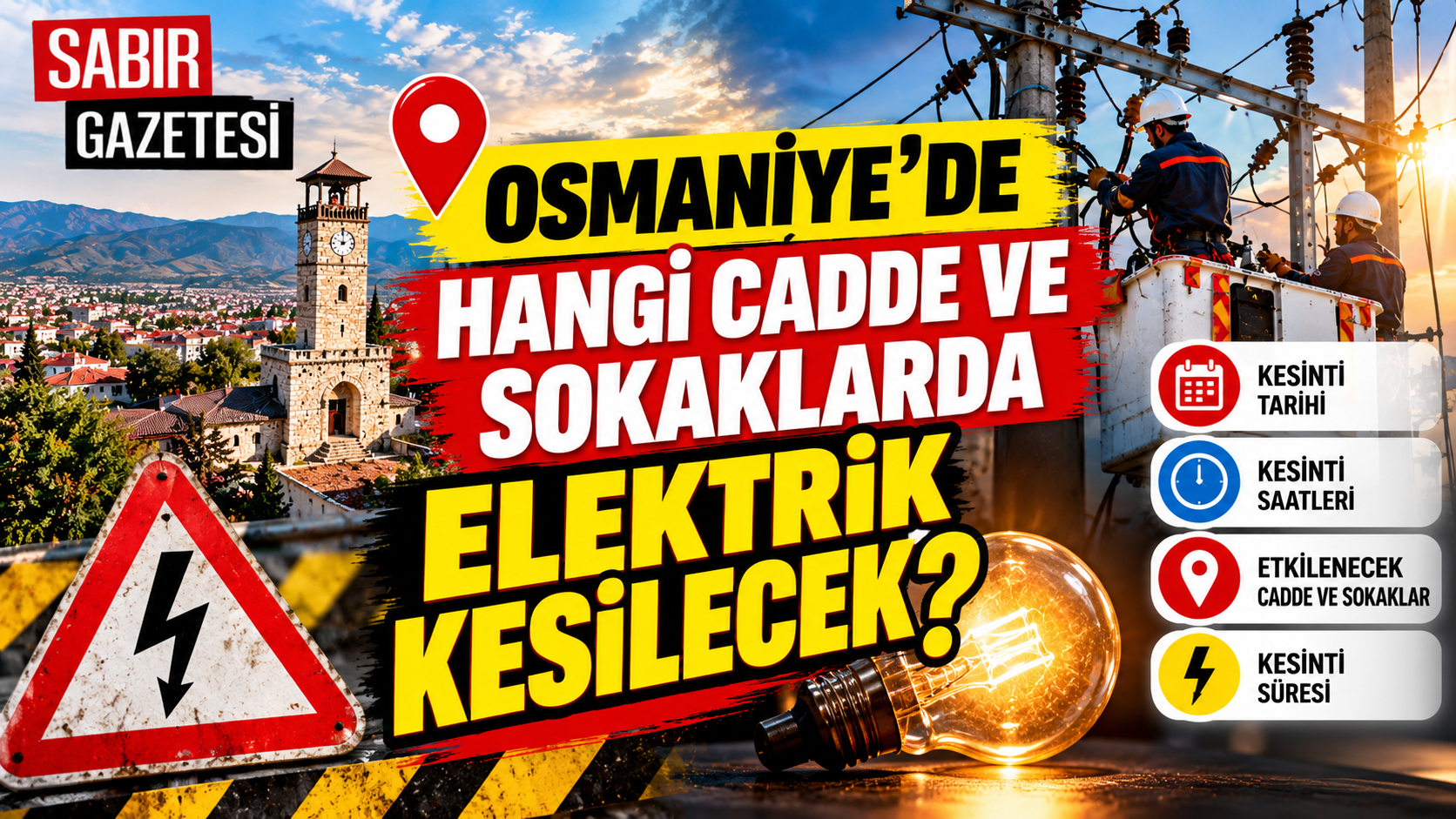 Osmaniye'de Hangi Cadde ve Sokaklarda Elektrik Kesilecek?